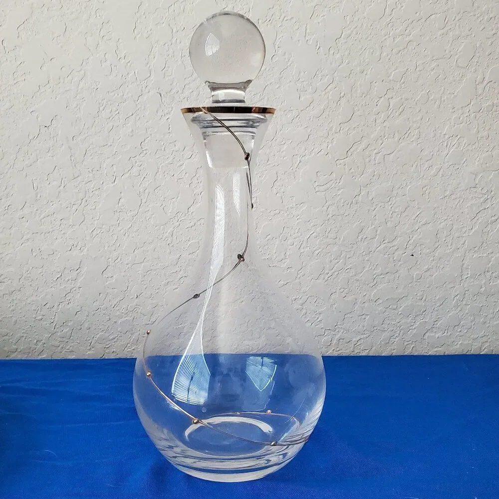 VTG Gold Dot Swirl Glass Decanter 2004